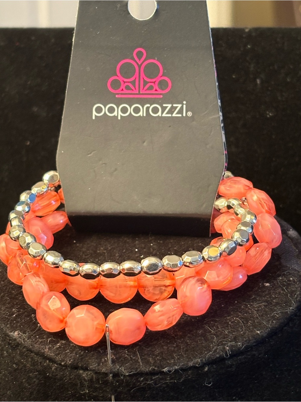paparazzi Coral Bead & Silver Hematite Stackable Bracelet Set